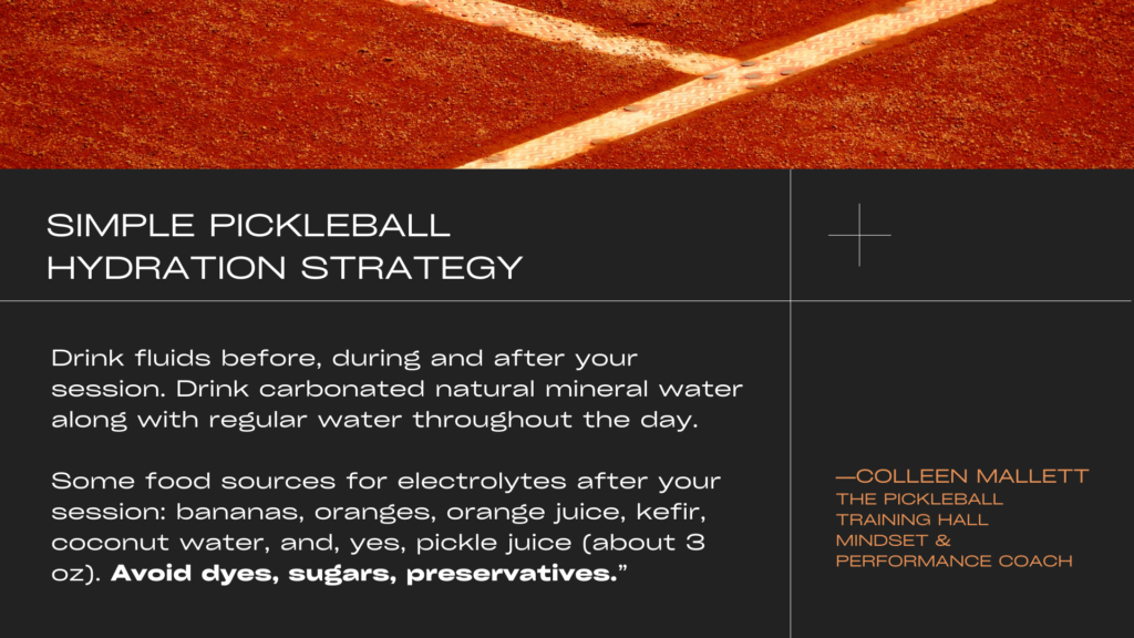 pickleball drink, pickleball cramps, pickleball health, pickleball heat, pickleball electroylyte, pickleball performance